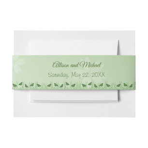 Green butterfly on light green - wedding invitation belly band