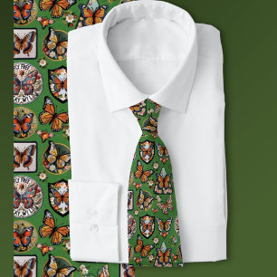 Green Butterfly Pattern for Nature Lovers Tie