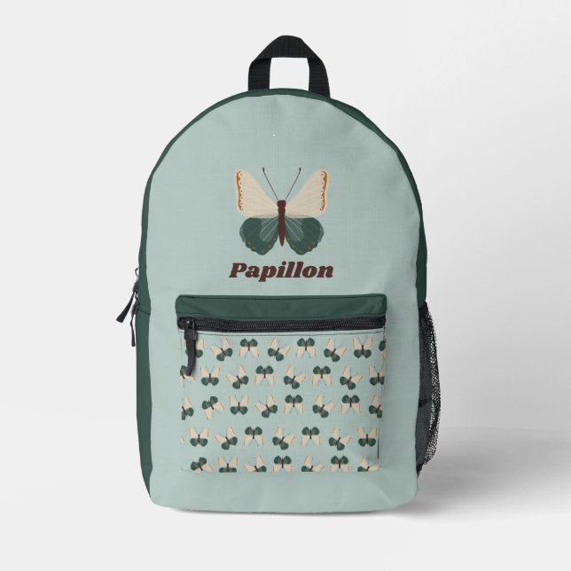Green Butterfly Printed Backpack (Front)
