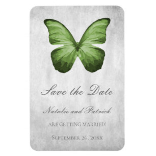 Green Butterfly Save the Date Magnet