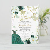 Green Butterfly Spanish Quinceanera Invitations (Standing Front)