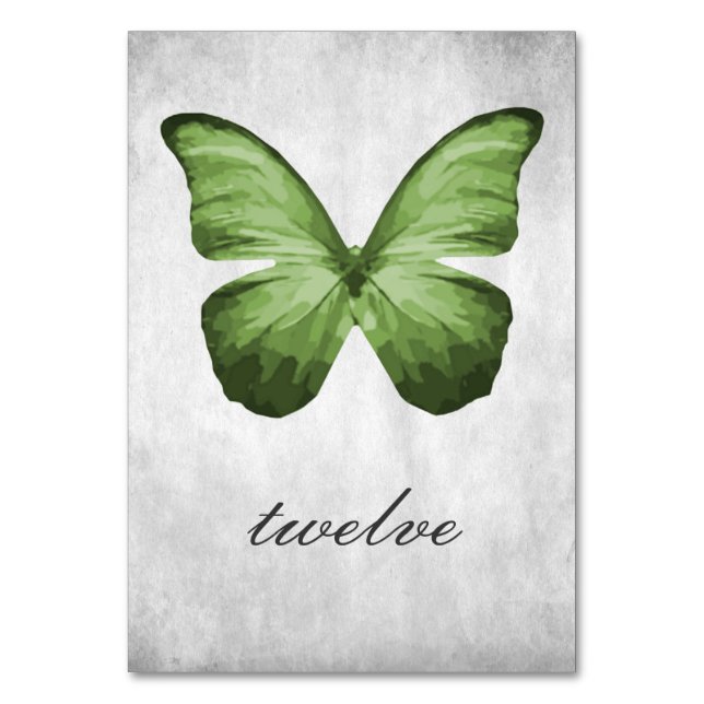 Green Butterfly Table Number Card (Front)