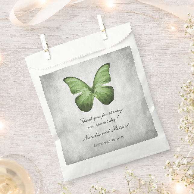 Green Butterfly Wedding Favour Bags (Clipped)