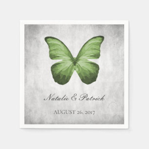 Green Butterfly Wedding Paper Napkins