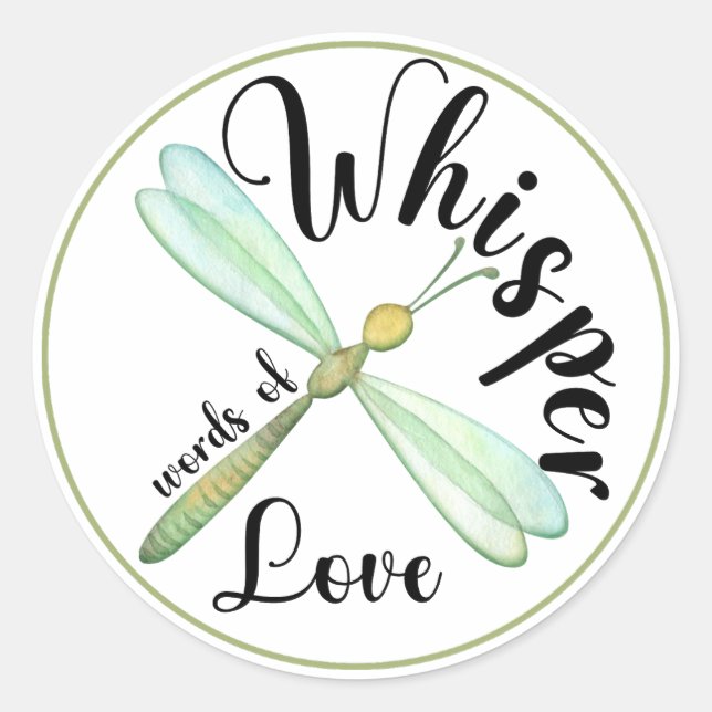 Green Butterfly Whisper Words of Love Classic Round Sticker (Front)