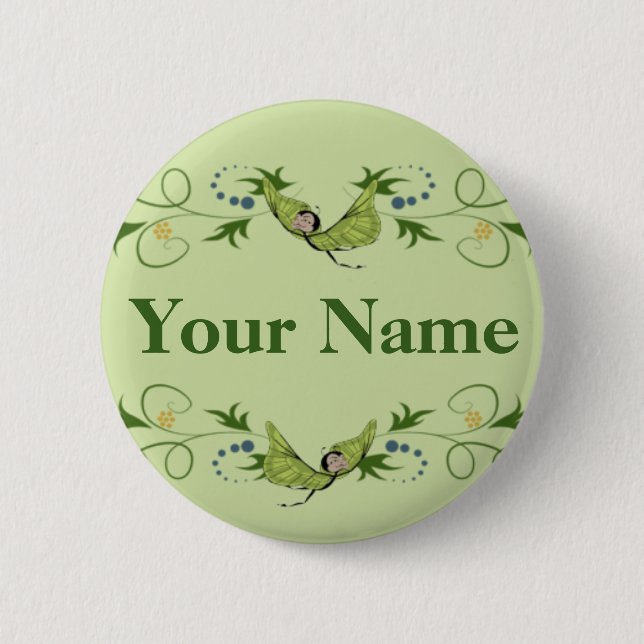 Green Button with Butterfairies (Front)