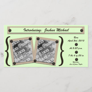 Green Buttons & Brackets Birth Announcement