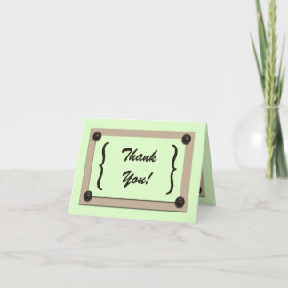 Green Buttons & Brackets Thank You Card