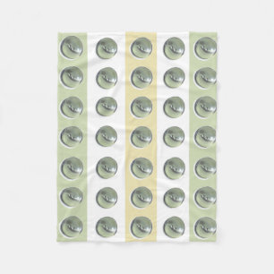 Green Buttons on Stripes Fleece Blanket