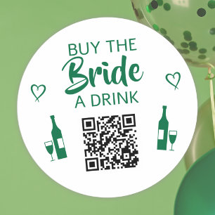 Green Buy the Bride a Drink QR Code Bachelorette Classic Round Sticker