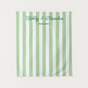 Green Cabana Stripe Personalised Wedding Tapestry