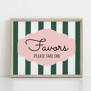 Green Cabana Stripes Bridal Shower Favour Sign