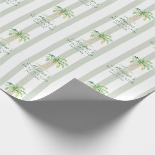Green Cabana Stripes Palm Beach Club Wrapping Paper