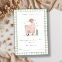 Green Cactus Boho Llama Diaper Raffle Baby Shower