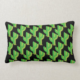Green cactus lumbar cushion