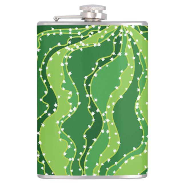 Green cactus: natural abstract motif. hip flask (Front)