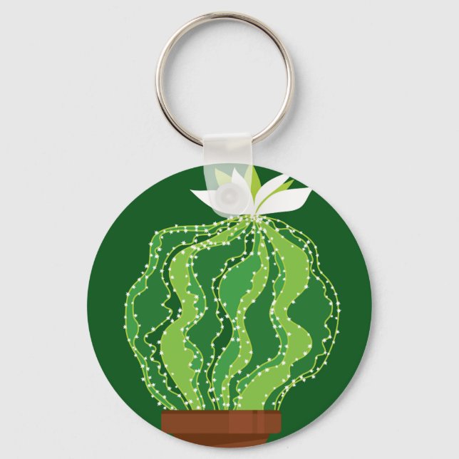 Green cactus: natural abstract motif. key ring (Front)