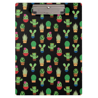 Green Cactus on Black Background - Spiral Bound  Clipboard
