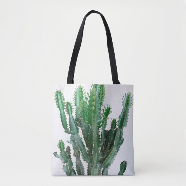 Green cactus on white background. tote bag (Front)