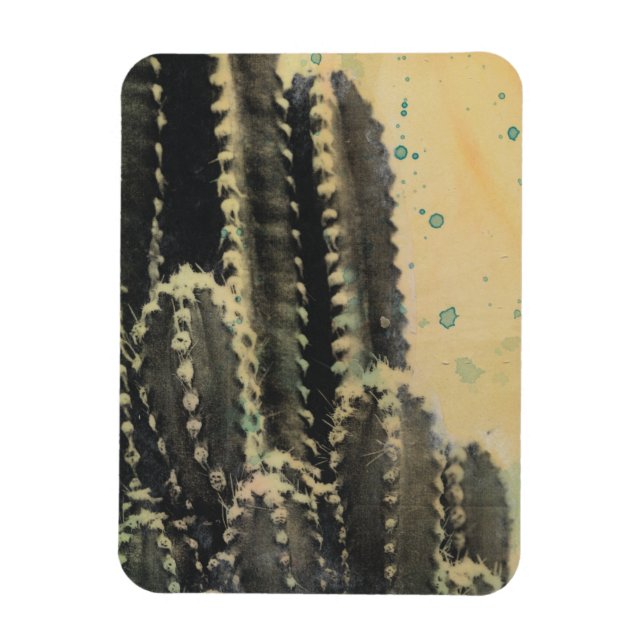 Green Cactus on Yellow Background Magnet (Vertical)
