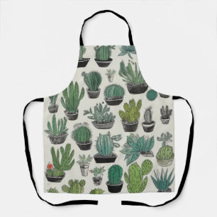 Green Cactus Pattern Apron