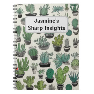 Green Cactus Pattern Personalised Notebook