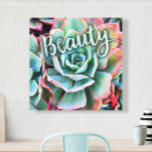 Green Cactus Photo Modern Beauty Quote Script Bold Canvas Print<br><div class="desc">I’ve always been mesmerised by the durability and beauty of cacti, which thrive in the harshest of conditions. Embrace the splendour of the desert with this stunning close-up photo of a pink-tipped, mint green, blossoming cactus. Makes a great uplifting and inspirational gift! You can easily personalise this wall art plus...</div>