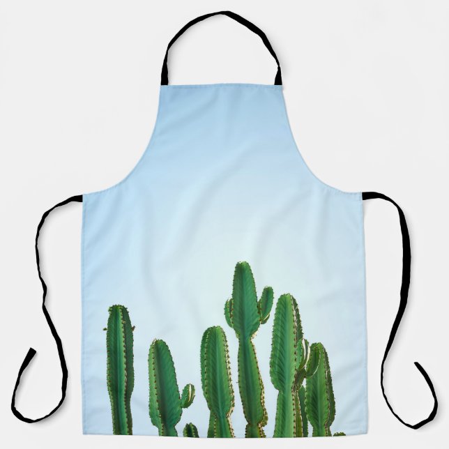 Green cactus plant in white background apron (Front)