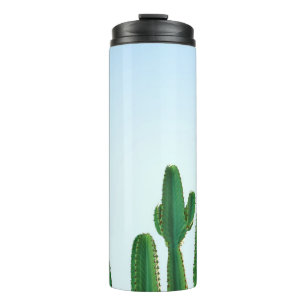 Green cactus plant in white background thermal tumbler