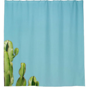 Green cactus plant shower curtain