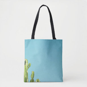 Green cactus plant tote bag