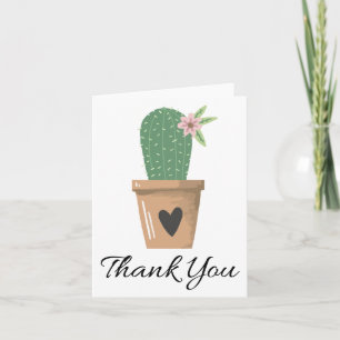 Green Cactus Thank You Pink Flower Southwestern