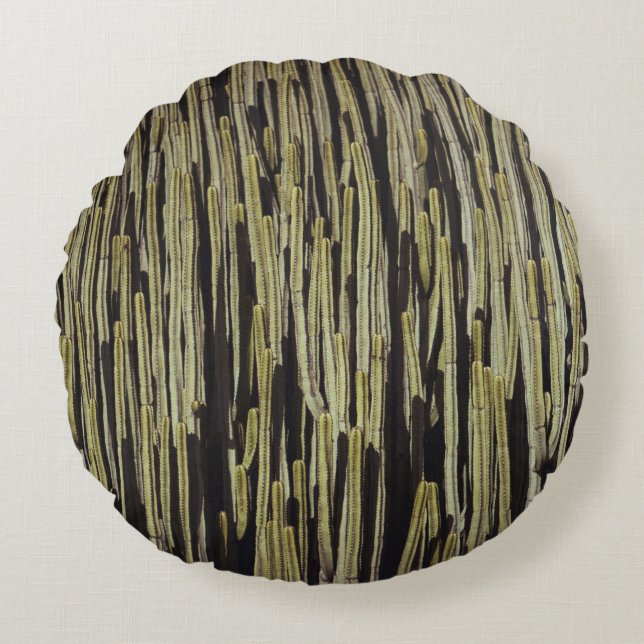 Green cactus wallpaper round cushion (Front)