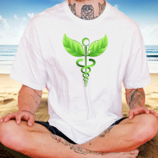Green Caduceus Alternative Medicine Medical Icon T-Shirt