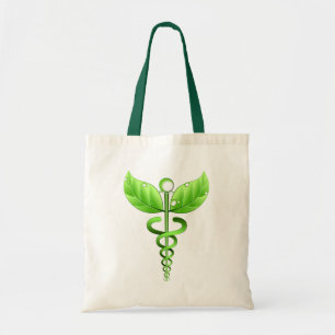 Green Caduceus Alternative Medicine Medical Icon Tote Bag