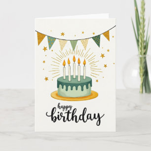 Green Cake Birthday Card