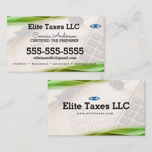 Green Calculator Tax Company Business Card