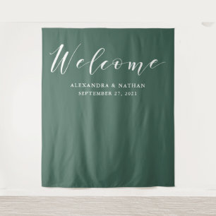 Green Calligraphy Backdrop Photo Booth Prop Tapestry