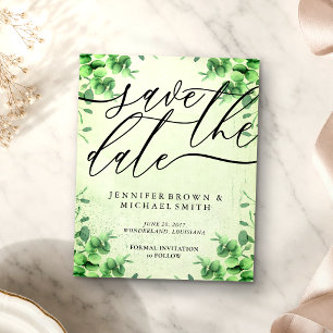 Green Calligraphy Eucalyptus budget special day Flyer