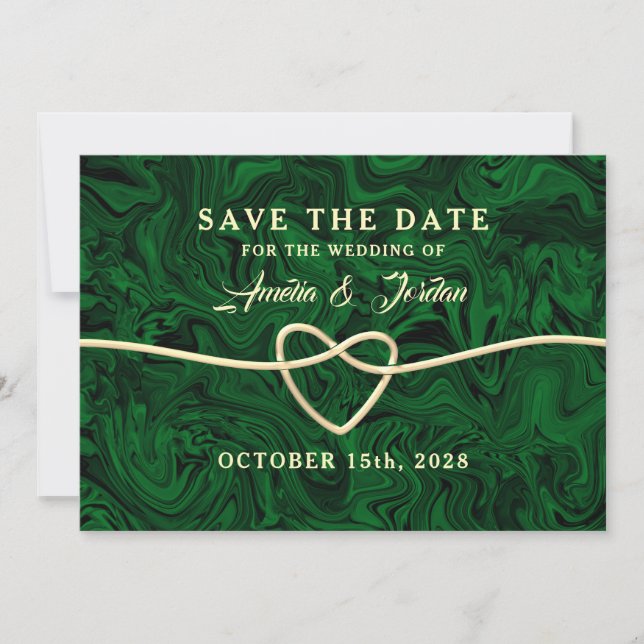 Green Calligraphy Wedding Save The Date (Front)
