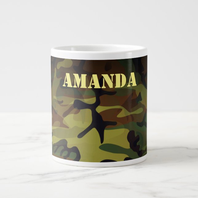 Green Cammo Large Coffee Mug (Front)
