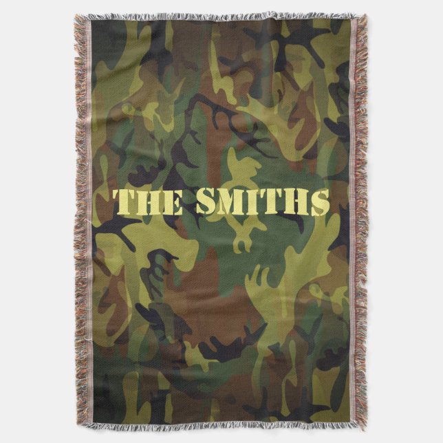 Green Cammo Throw Blanket (Front Vertical)
