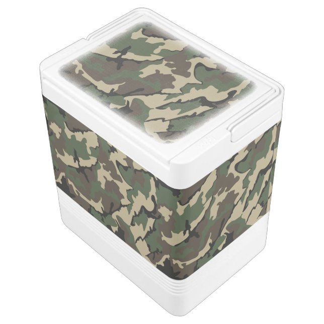 Green Camo, 24 Can Cooler Chilly Bin (Angled)