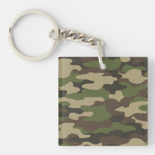 Green Camo Army Monogram Acrylic Keychain