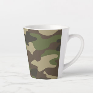 Green Camo Army Monogram Personalised Latte Mug