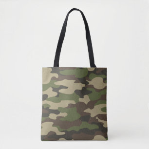 Green Camo Army Monogram Personalised Tote Bag