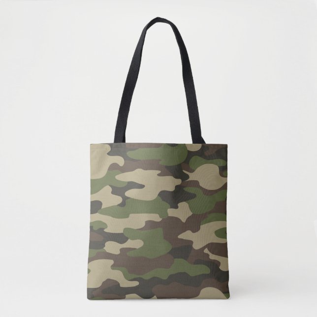 Green Camo Army Monogram Personalised Tote Bag (Front)