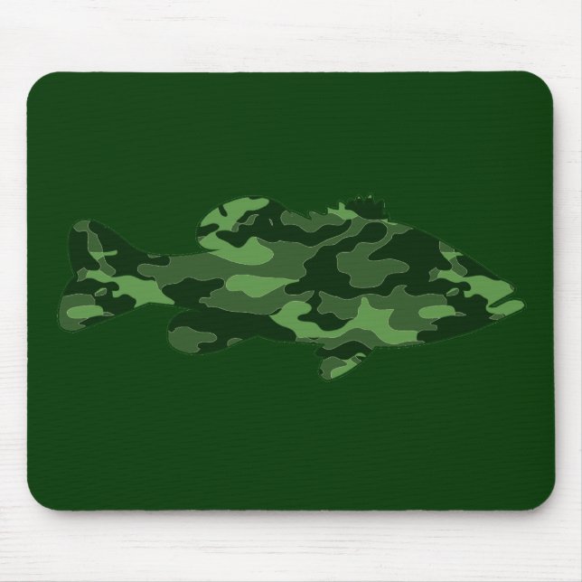 Green Camo Bass Fishing Mouse Pad (Front)