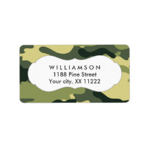 green camo camouflage address labels favour tag
