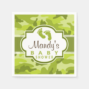 Green Camo, Camouflage Baby Shower Napkin